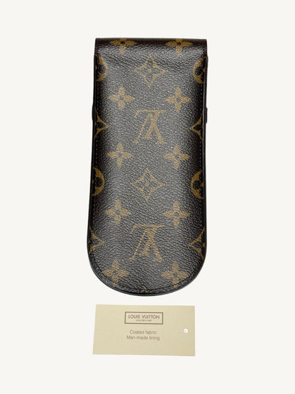 Louis Vuitton Monogram Étui Stylo Pen Case — interior lining close-up showing Louis Vuitton Paris Made in France stamp | Shimmer & Shawls