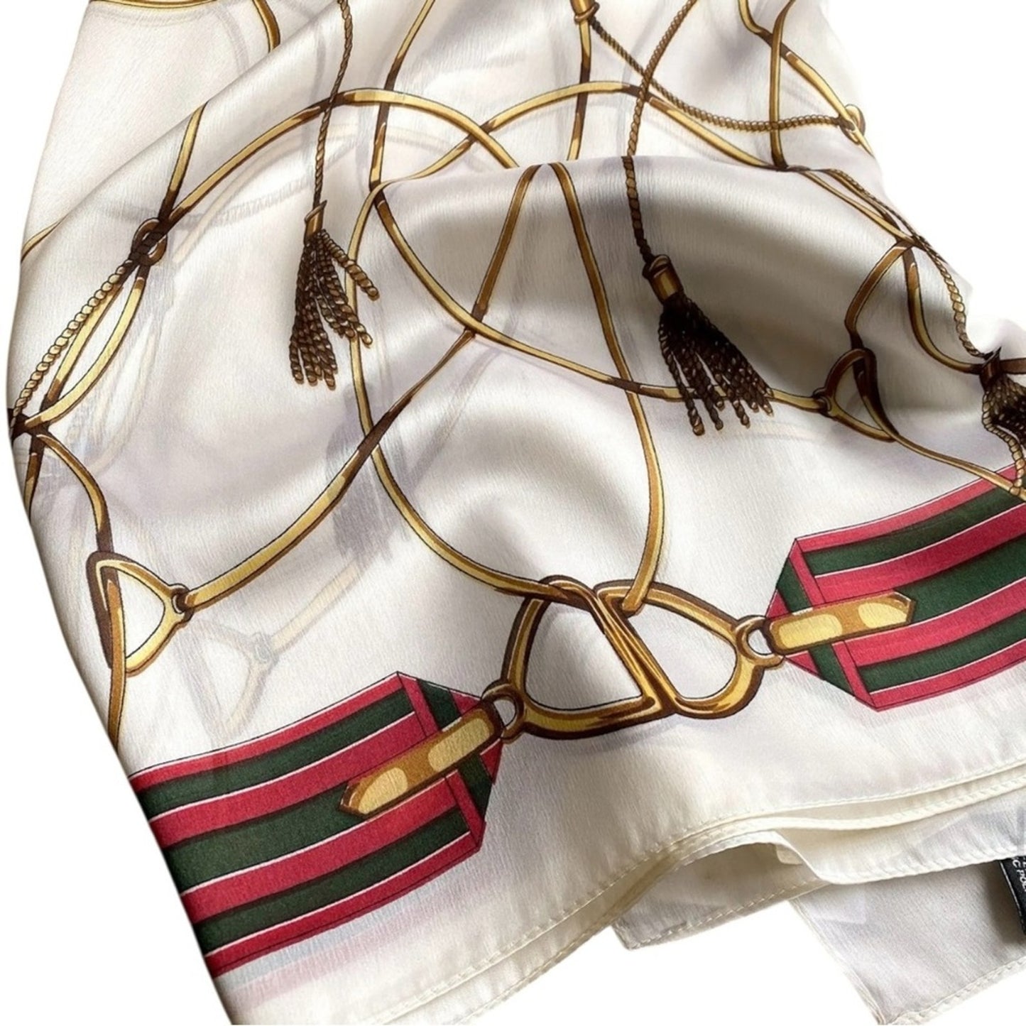 White Gold Equestrian Silky Satin Scarf Shawl Wrap – Oversized Lightweight