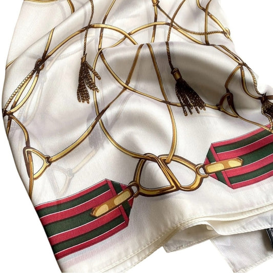 White Gold Equestrian Silky Satin Scarf Shawl Wrap – Oversized Lightweight