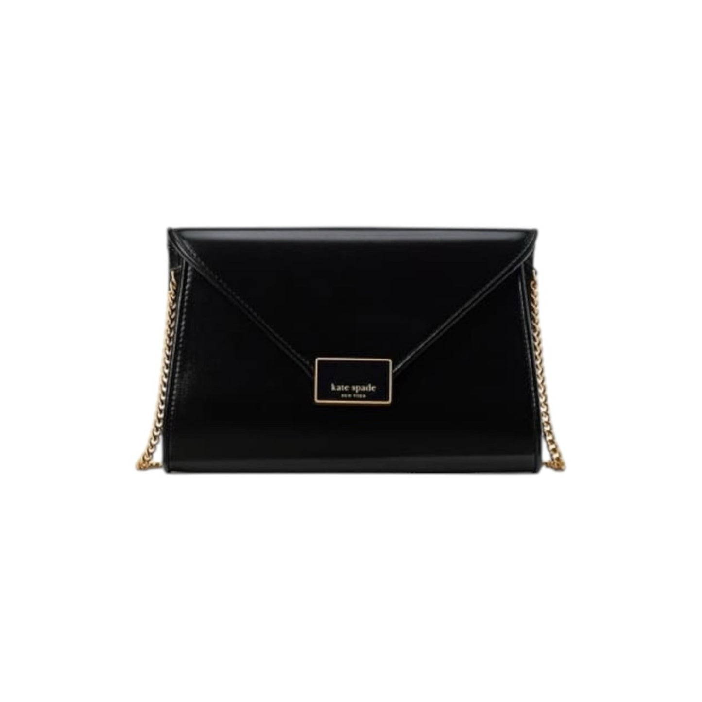 Kate Spade Anna Black Leather Envelope Convertible Clutch Crossbody NWT $298