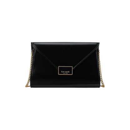 Kate Spade Anna Black Leather Envelope Convertible Clutch Crossbody NWT $298