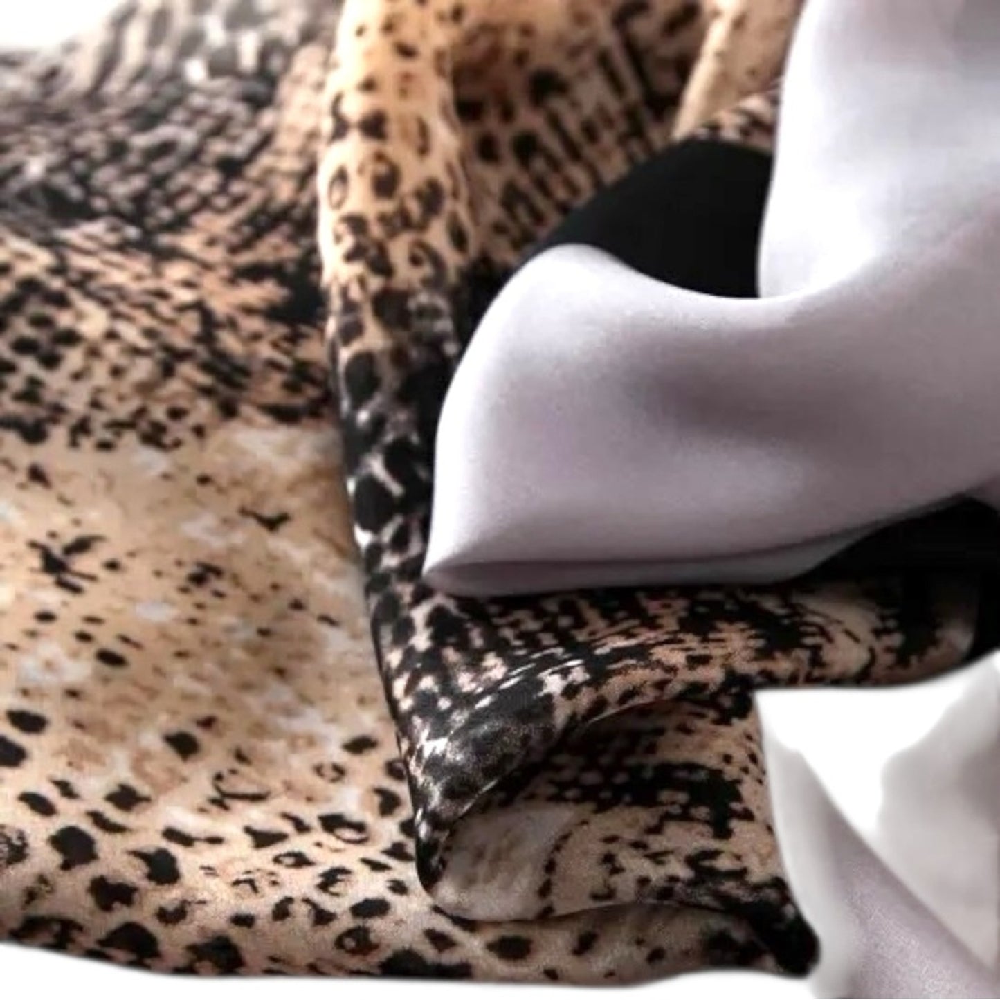 Snake Print & Grey Silky Satin Scarf Shawl Wrap – Oversized Lightweight