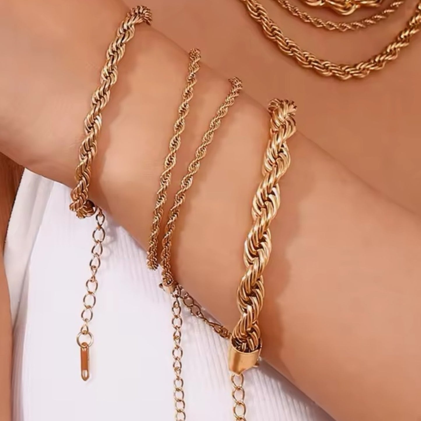 Classic Rope Chain Bracelet – 18k PVD Gold-Plated Stainless Steel