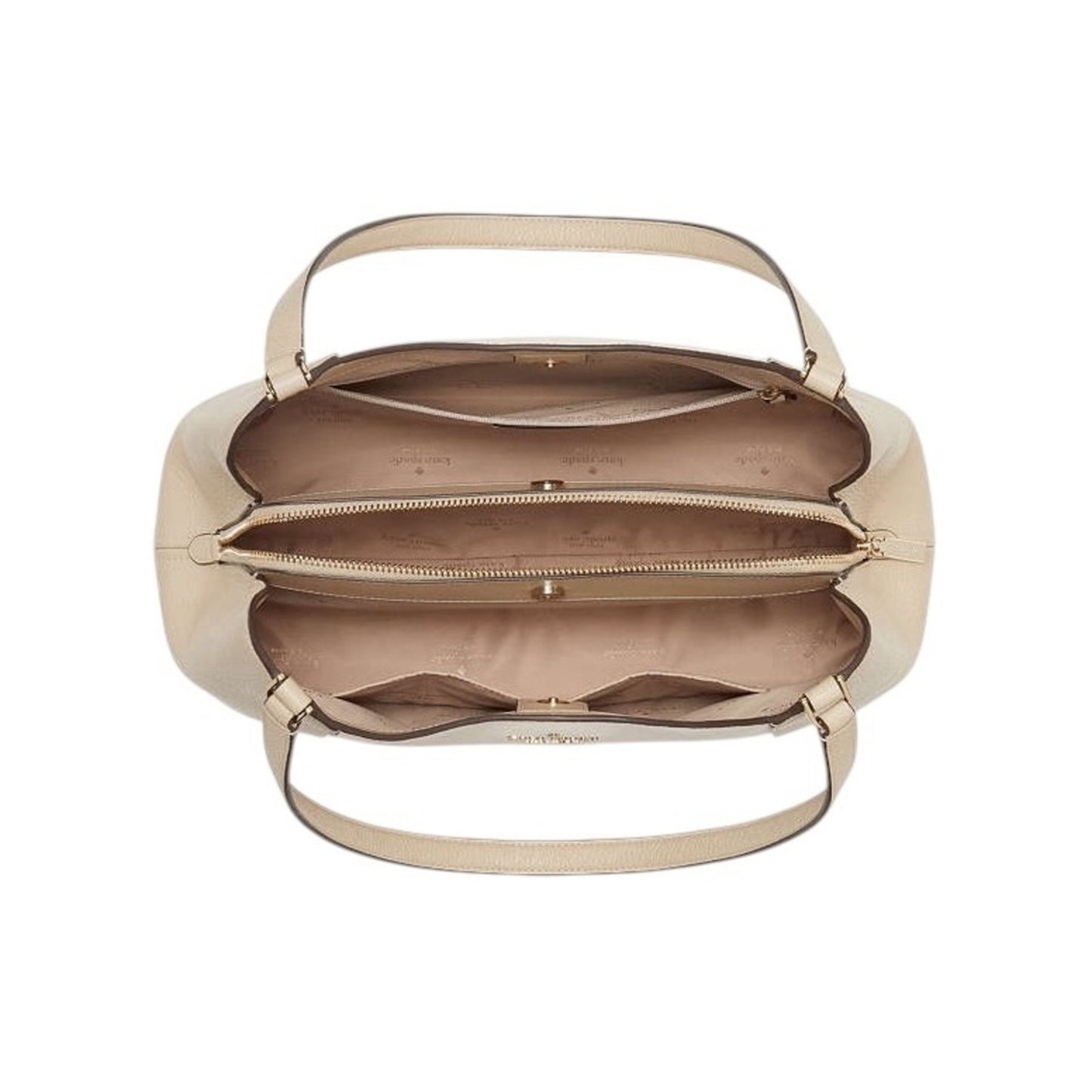 Kate Spade Cream Beige Pebbled Leather Lena Triple Compartment Shoulder Bag NWT