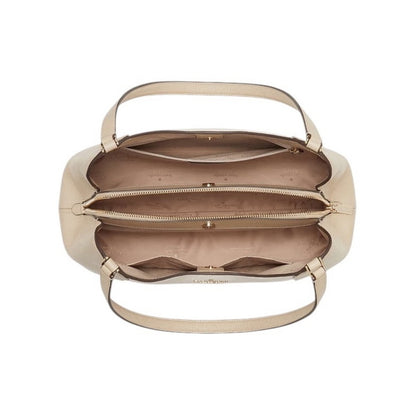 Kate Spade Cream Beige Pebbled Leather Lena Triple Compartment Shoulder Bag NWT