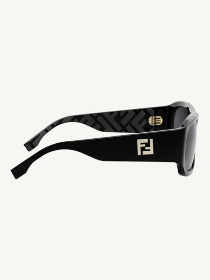 Fendi FE40117I Rectangle Sunglasses — Black Acetate / Smoke Lenses — New