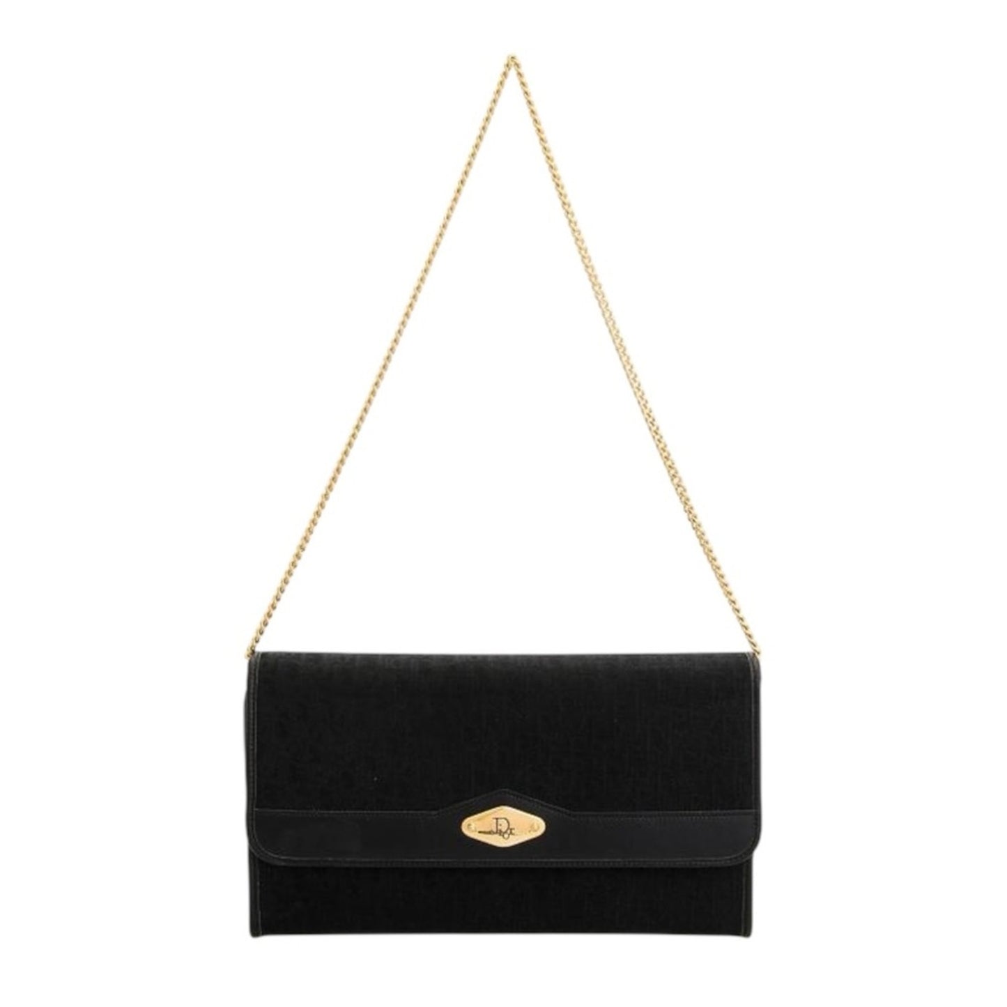 Christian Dior Vintage Black Trotter Canvas Chain Crossbody/Shoulder Bag/ Clutch