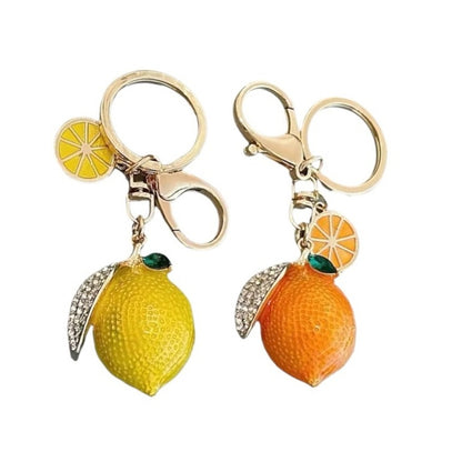 Amalfi Lemon & Orange Crystal Fruit Bag Purse Charm Keychain Yellow or Orange