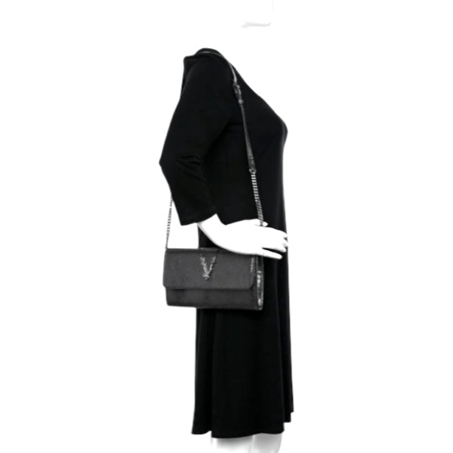 Versace Metallic Leather Virtus Bag – Gunmetal Hardware – NWT with Dust Bag