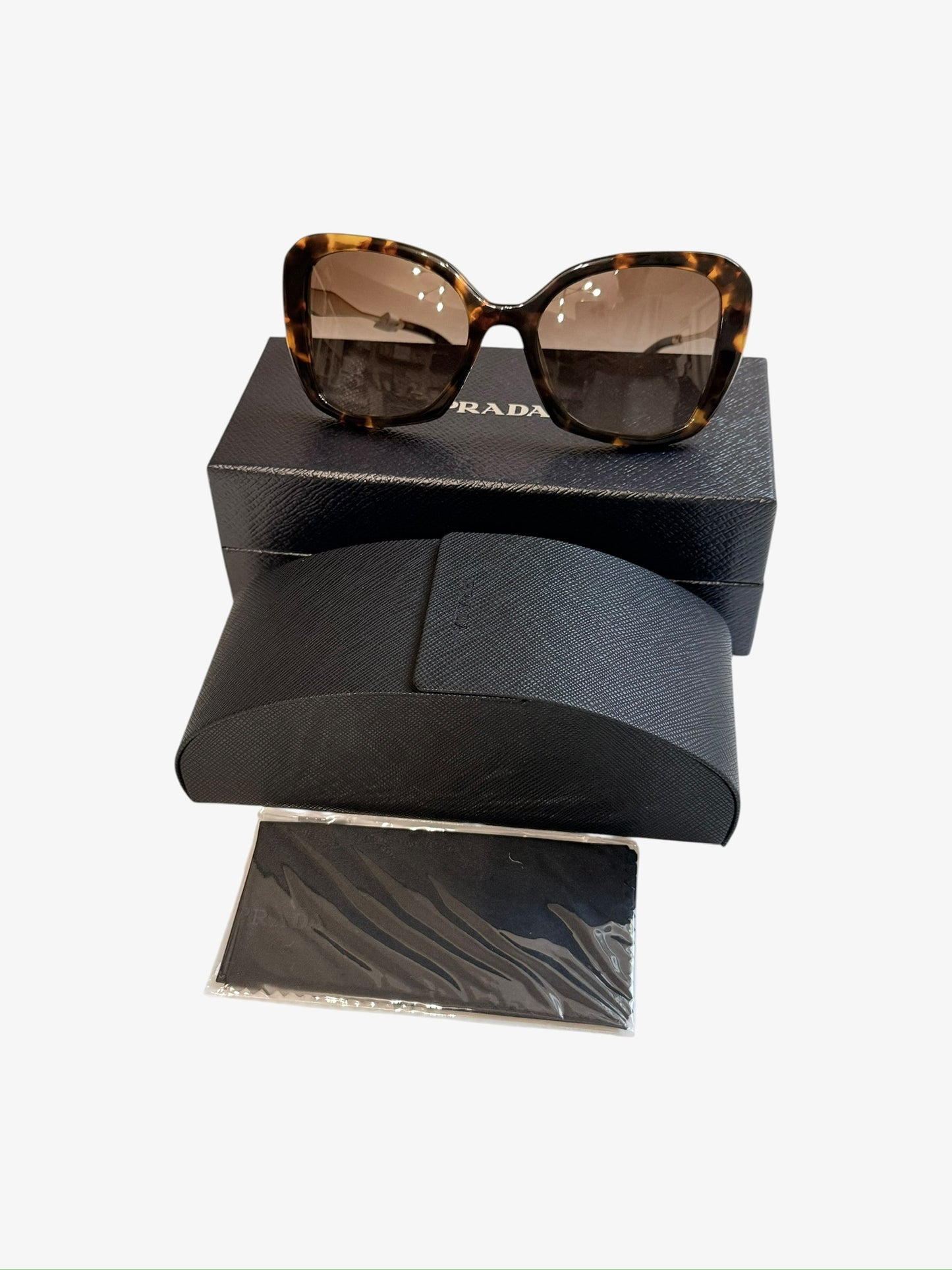 Prada SPR 03Y Tortoise Butterfly Sunglasses — Gold Temple — New Full Set