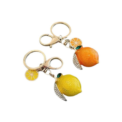 Amalfi Lemon & Orange Crystal Fruit Bag Purse Charm Keychain Yellow or Orange