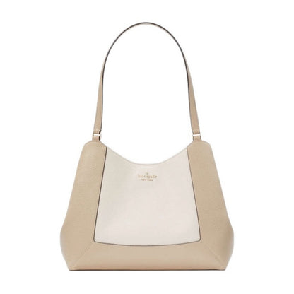 Kate Spade Cream Beige Pebbled Leather Lena Triple Compartment Shoulder Bag NWT