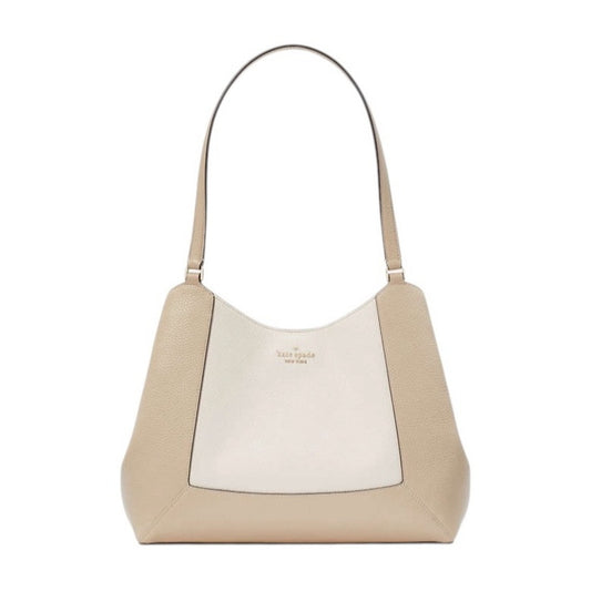 Kate Spade Cream Beige Pebbled Leather Lena Triple Compartment Shoulder Bag NWT