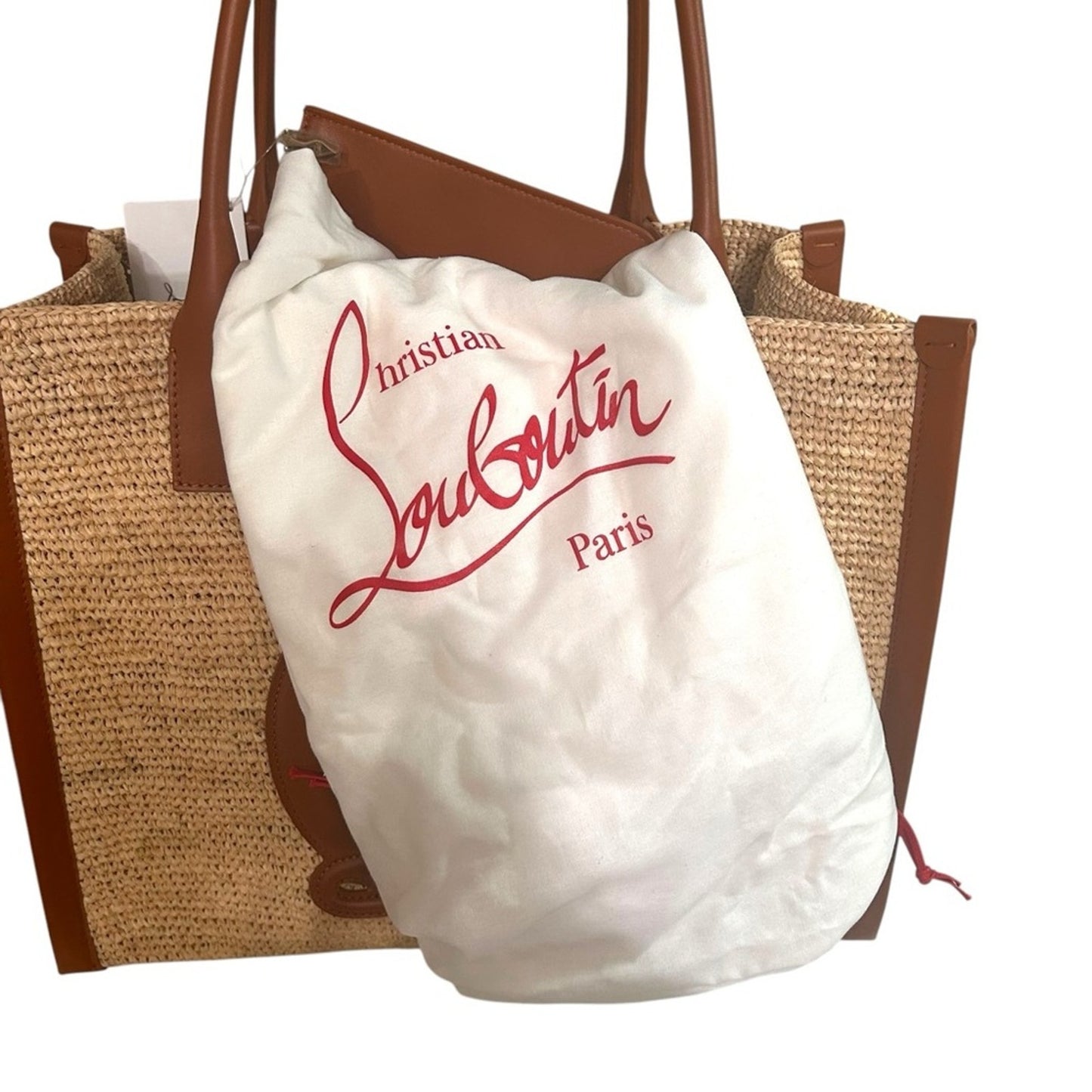 Christian Louboutin By My Side Large Raffia Tote Bag – Natural/Cuoio NWT