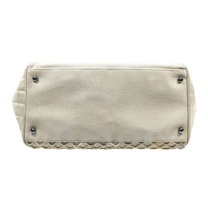 Chanel Chocolate Bar Cabas Net Beige Canvas & Quilted Leather Tote