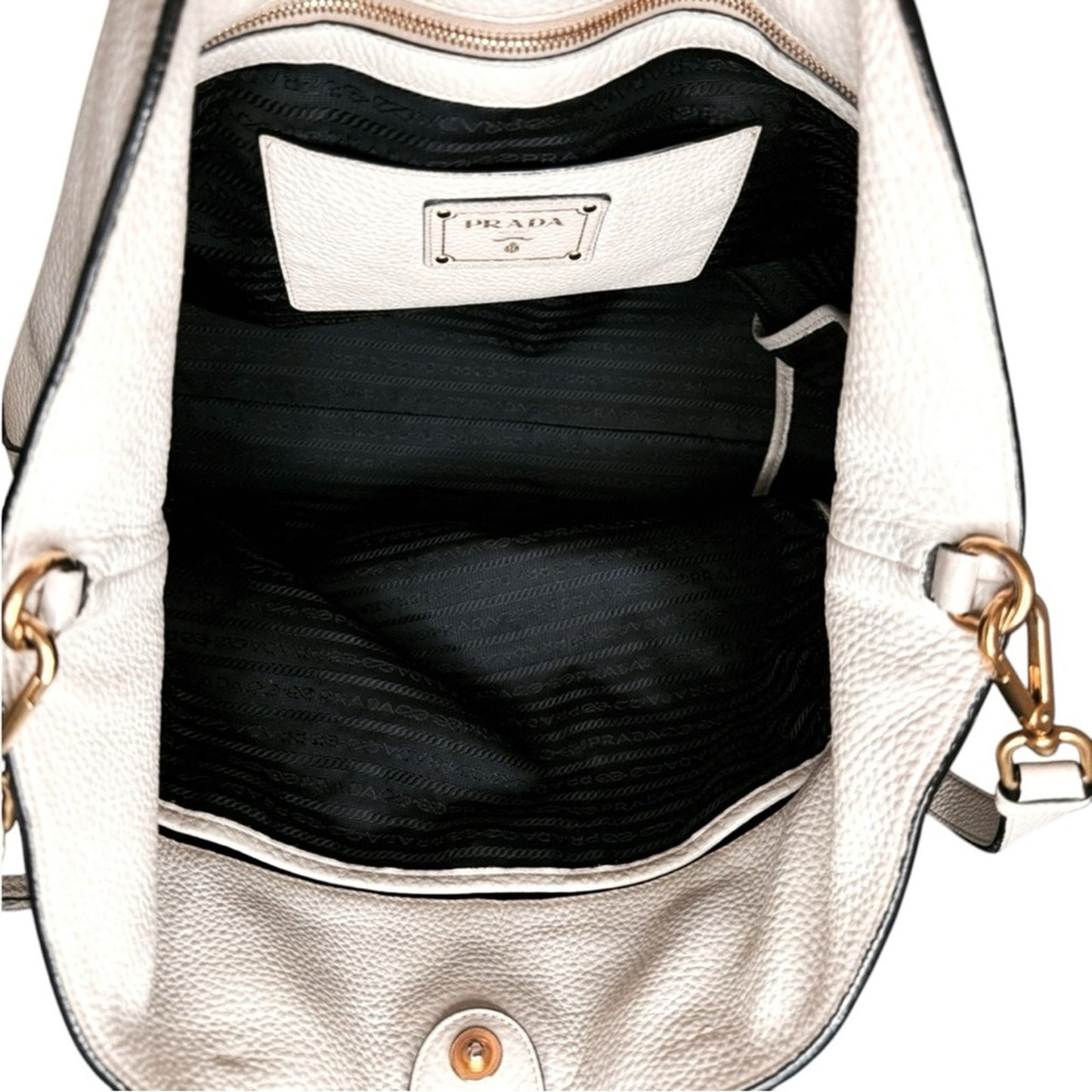 Prada Vitello Daino Front Pocket Shopping Bag in Ivory – Rare & Discontinued