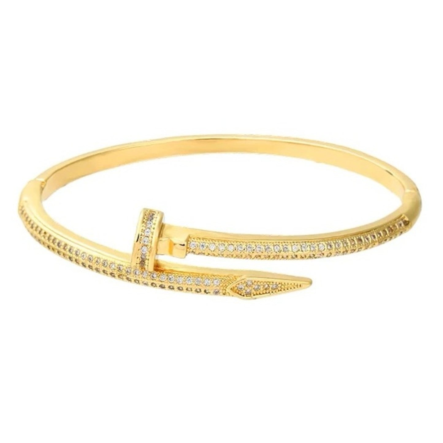 18k Gold Plated Stainless Steel Nail AAA CZ Bangle Bracelet