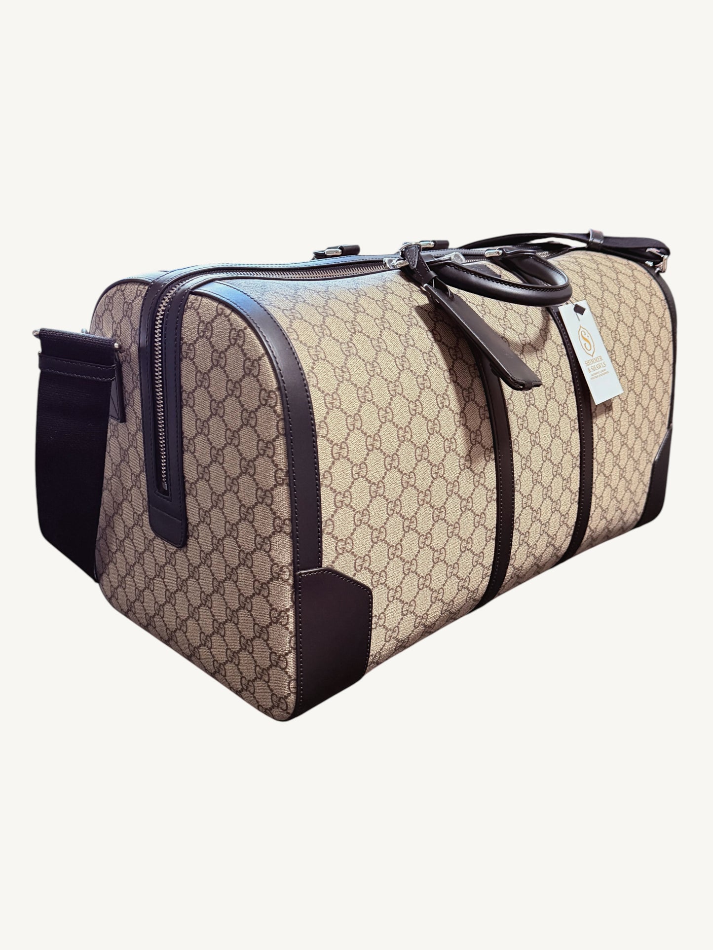 Gucci GG Supreme X-Large Travel Duffel Bag — Beige/Ebony — Brand New Full Set