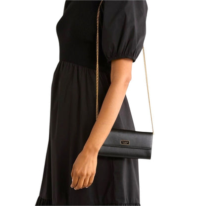 Kate Spade Katy Black Leather Flap Crossbody Continental Wallet NWT