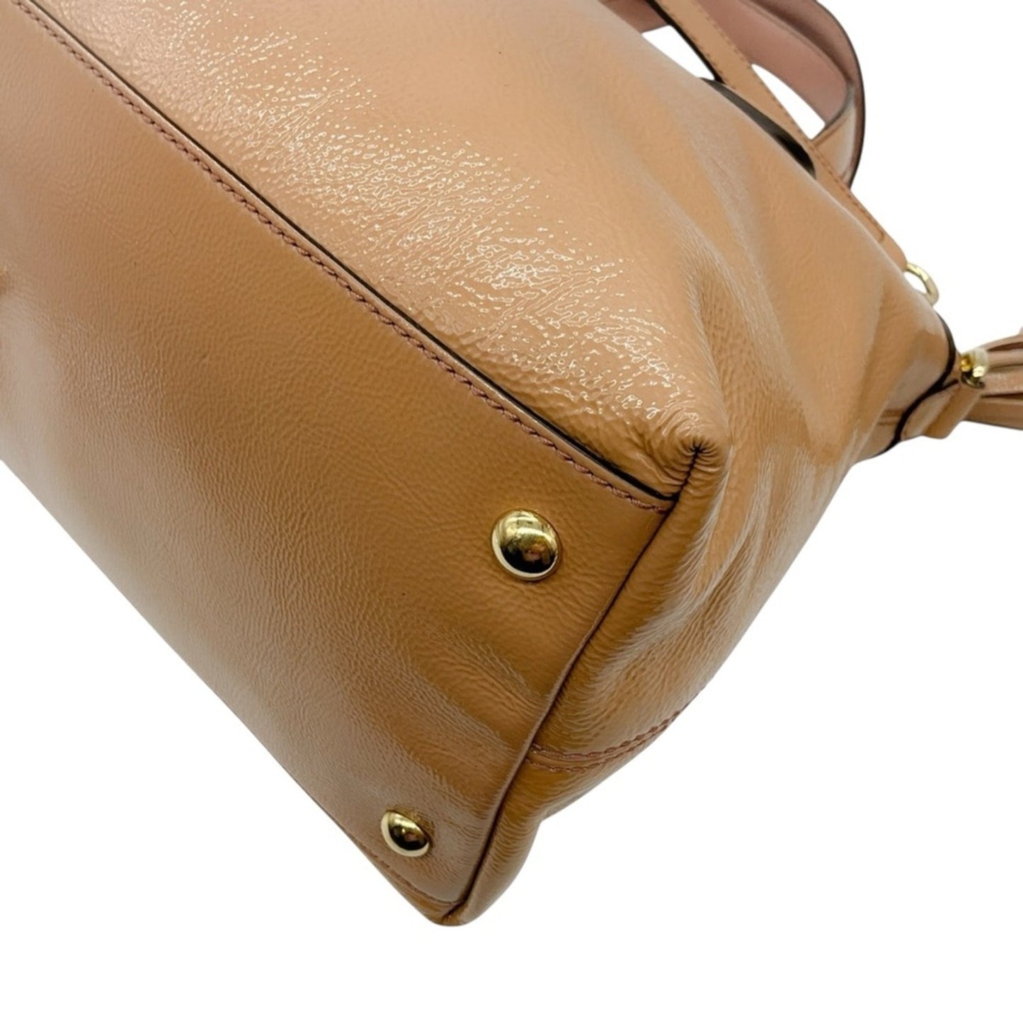 Gucci Soho Brown Patent Leather Satchel Crossbody Bag With Tassel Style 308362