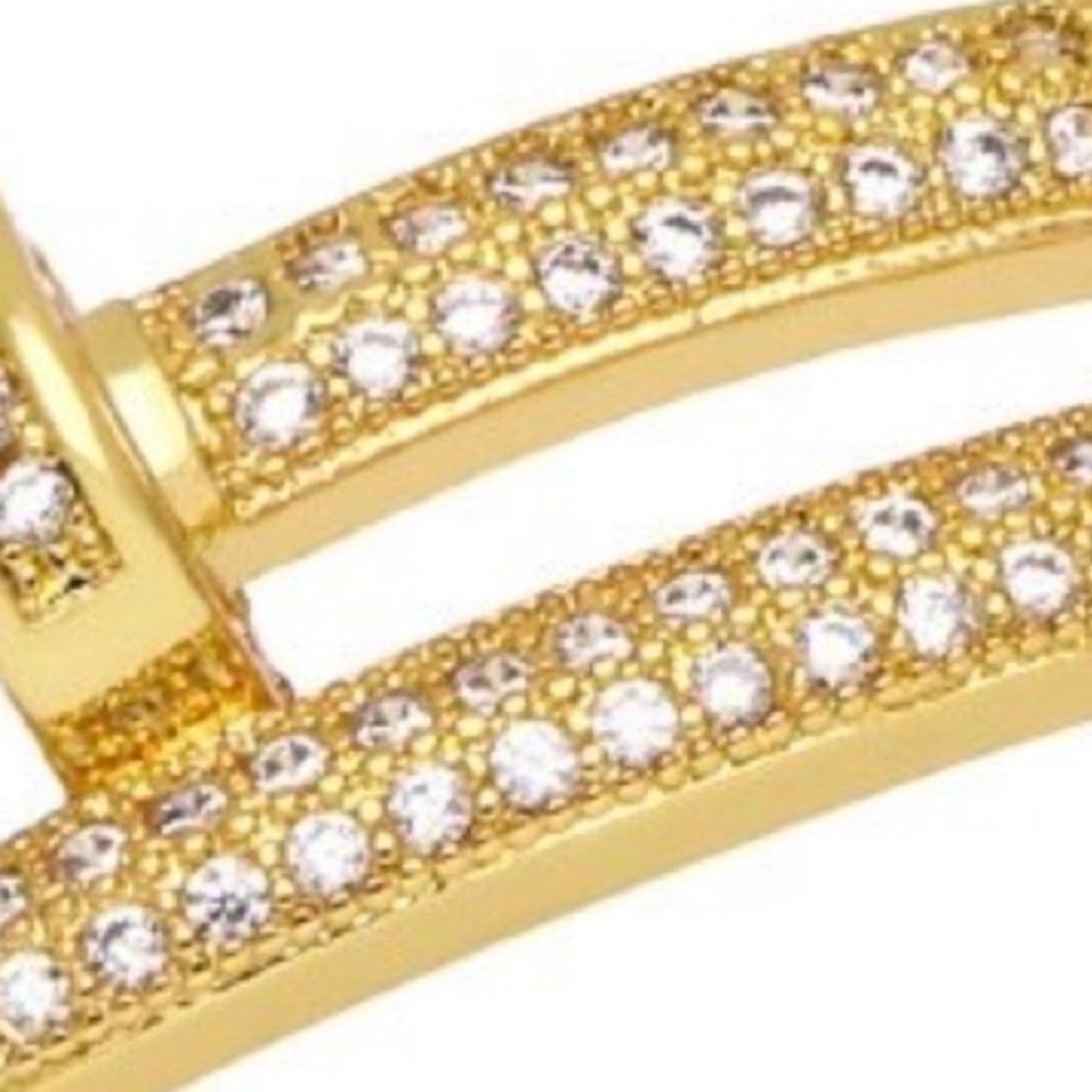 18k Gold Plated Stainless Steel Nail AAA CZ Bangle Bracelet