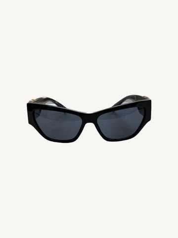 Versace VE4383 Black Cat Eye Sunglasses — Gold Barocco V — New Full Set