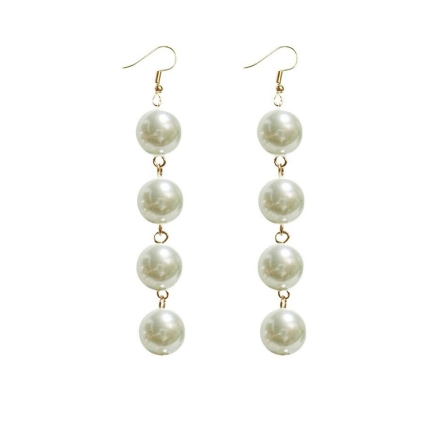 Classic Pearl Drop Dangle Earrings – Gold Tone