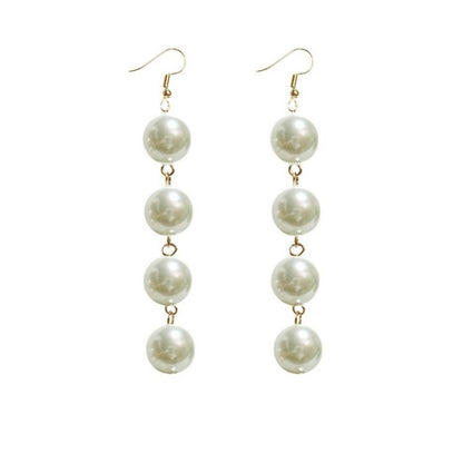 Classic Pearl Drop Dangle Earrings – Gold Tone
