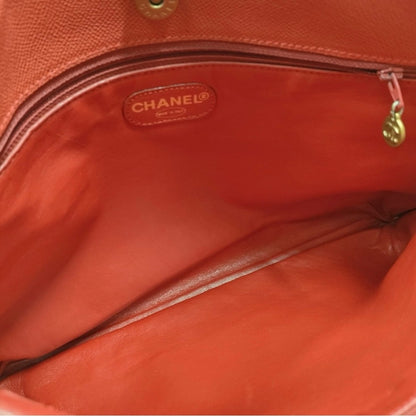 Authentic Chanel Rare Red Caviar Leather Large Tote Bag — Serial 5581084