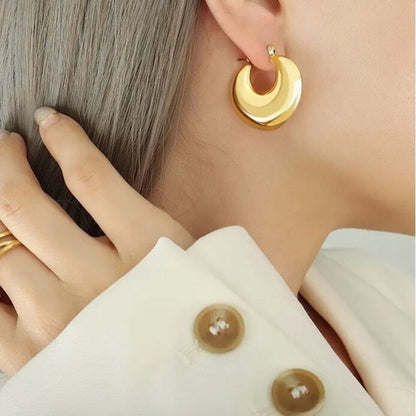 18K Gold Plated Stainless Steel Hoops Earrings