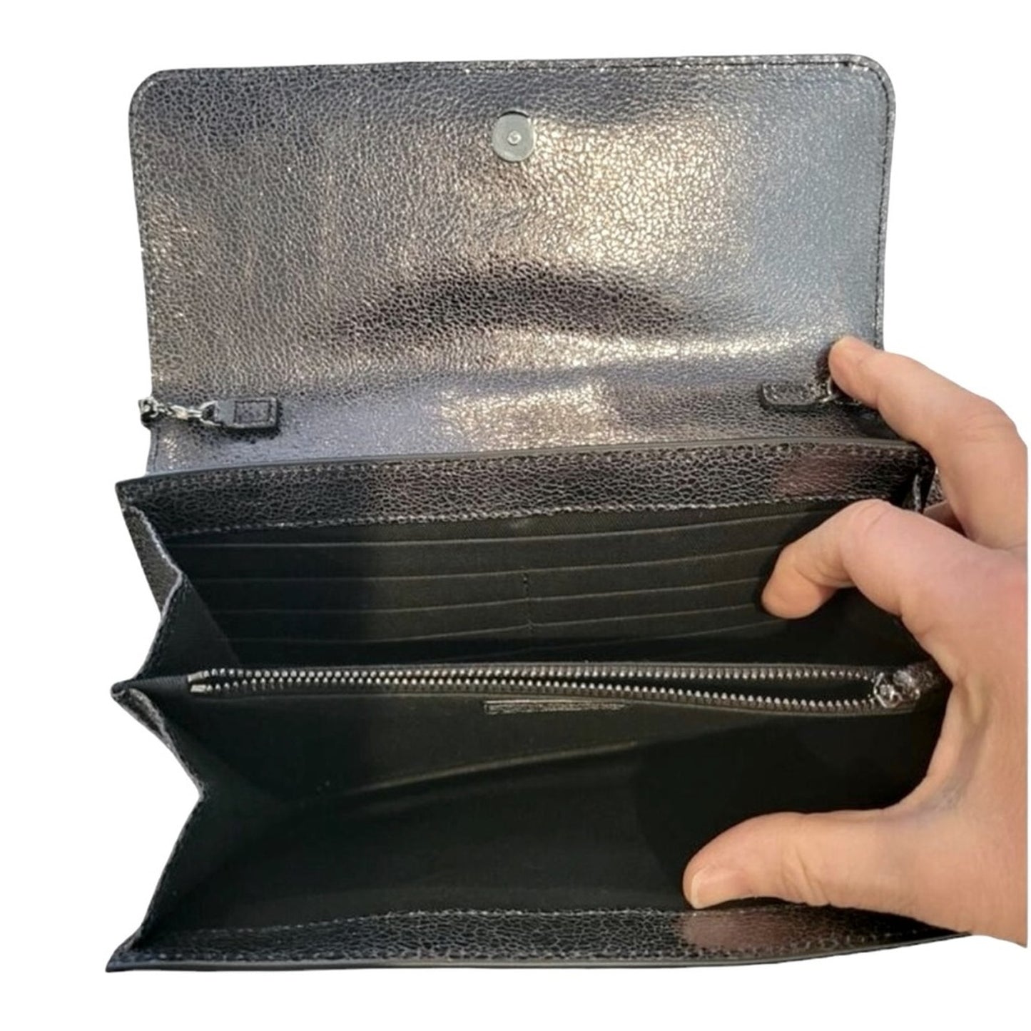 Versace Metallic Leather Virtus Bag – Gunmetal Hardware – NWT with Dust Bag