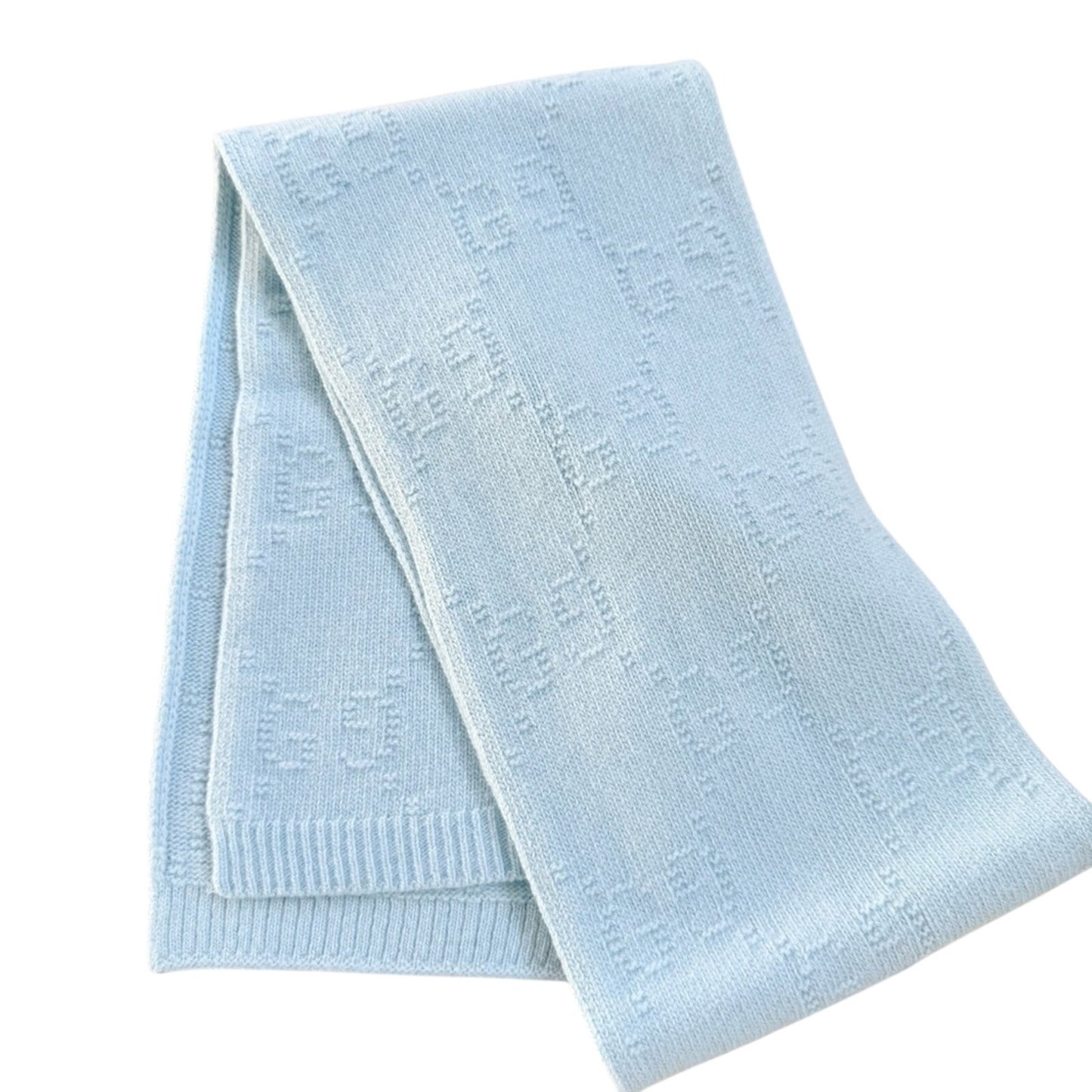 NWT with Box Gucci GG Wool Scarf in Baby Blue – 100% Wool, Made in Italy,