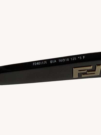Fendi FE40117I Rectangle Sunglasses — Black Acetate / Smoke Lenses — New