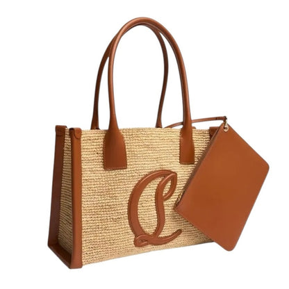 Christian Louboutin By My Side Large Raffia Tote Bag – Natural/Cuoio NWT