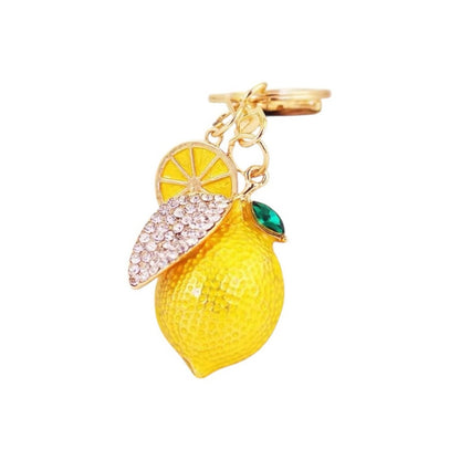 Amalfi Lemon & Orange Crystal Fruit Bag Purse Charm Keychain Yellow or Orange