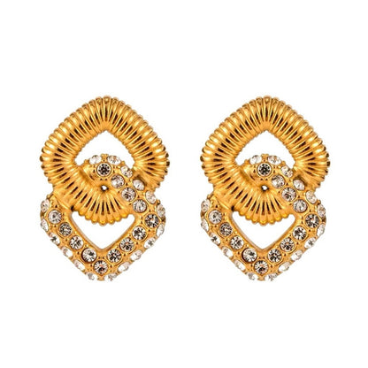 Vienna Links Pearl or Crystal 18k Gold Plated Stainless Steel Earrings