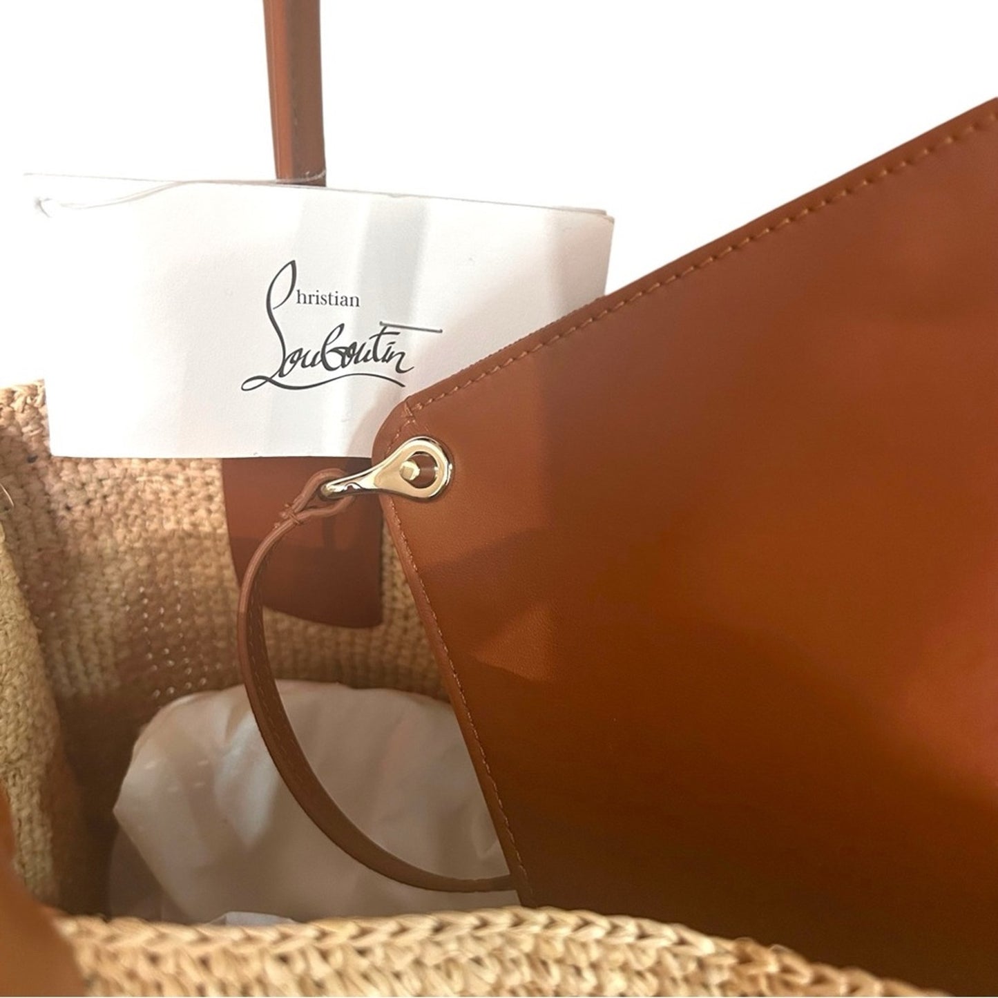 Christian Louboutin By My Side Large Raffia Tote Bag – Natural/Cuoio NWT