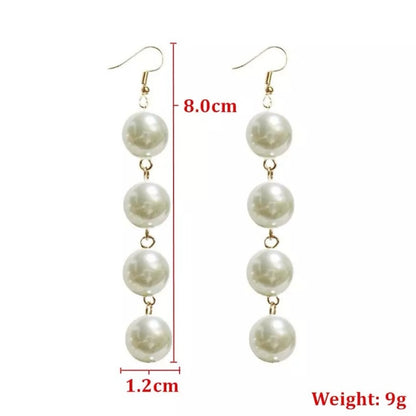 Classic Pearl Drop Dangle Earrings – Gold Tone