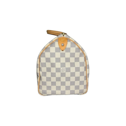 Louis Vuitton Damier Azur Speedy 30 Bag in White and Tan Excellent Condition