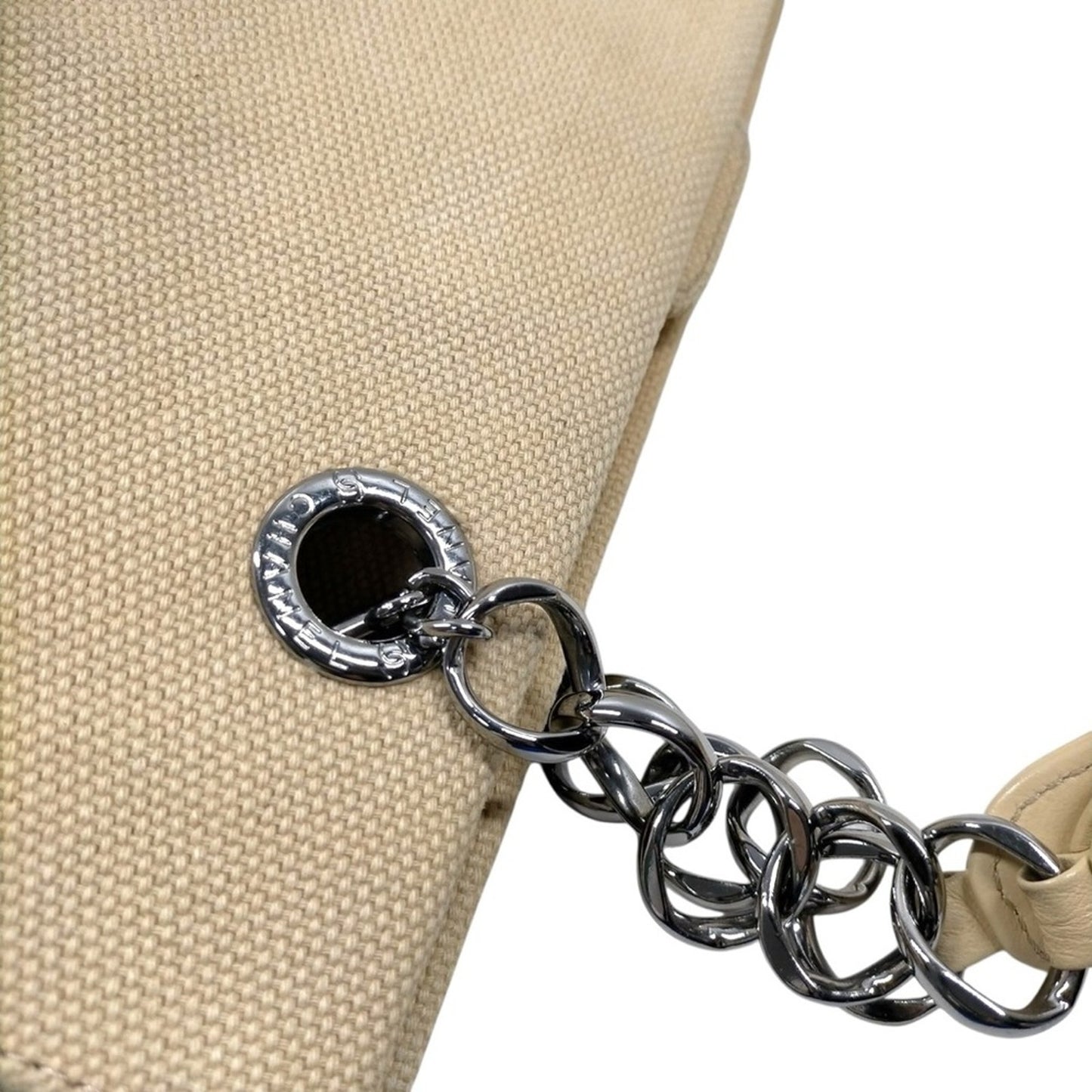 Chanel Chocolate Bar Cabas Net Beige Canvas & Quilted Leather Tote