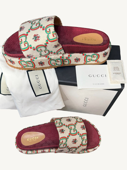 Gucci GG Multicolor Angelina Platform Slide Sandals — Size 36 — New in Box