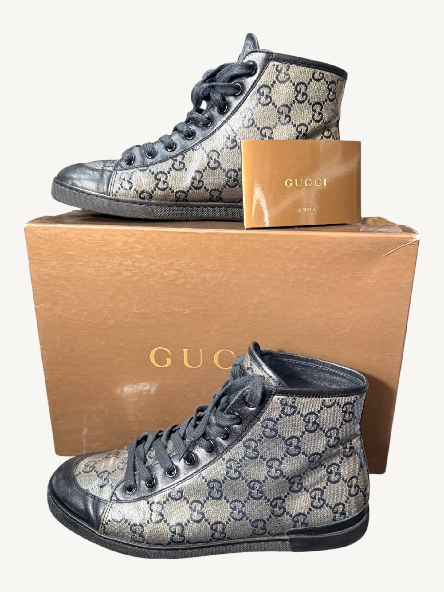 Gucci GG Crystal High-Top Sneaker — Graphite Black — Size 37