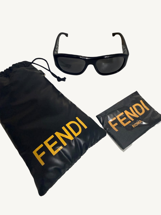 Fendi FE40117I Rectangle Sunglasses — Black Acetate / Smoke Lenses — New
