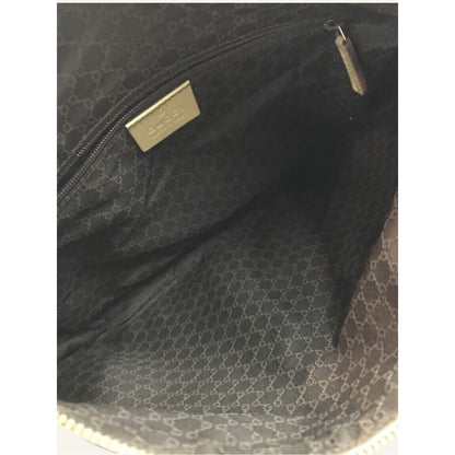 Gucci Sherry Line Beige Canvas Crossbody / Shoulder Hobo Bag Adjustable Strap
