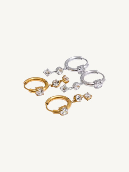 The Lumière — CZ Crystal Drop Huggie Hoop Earrings | Gold & Silver