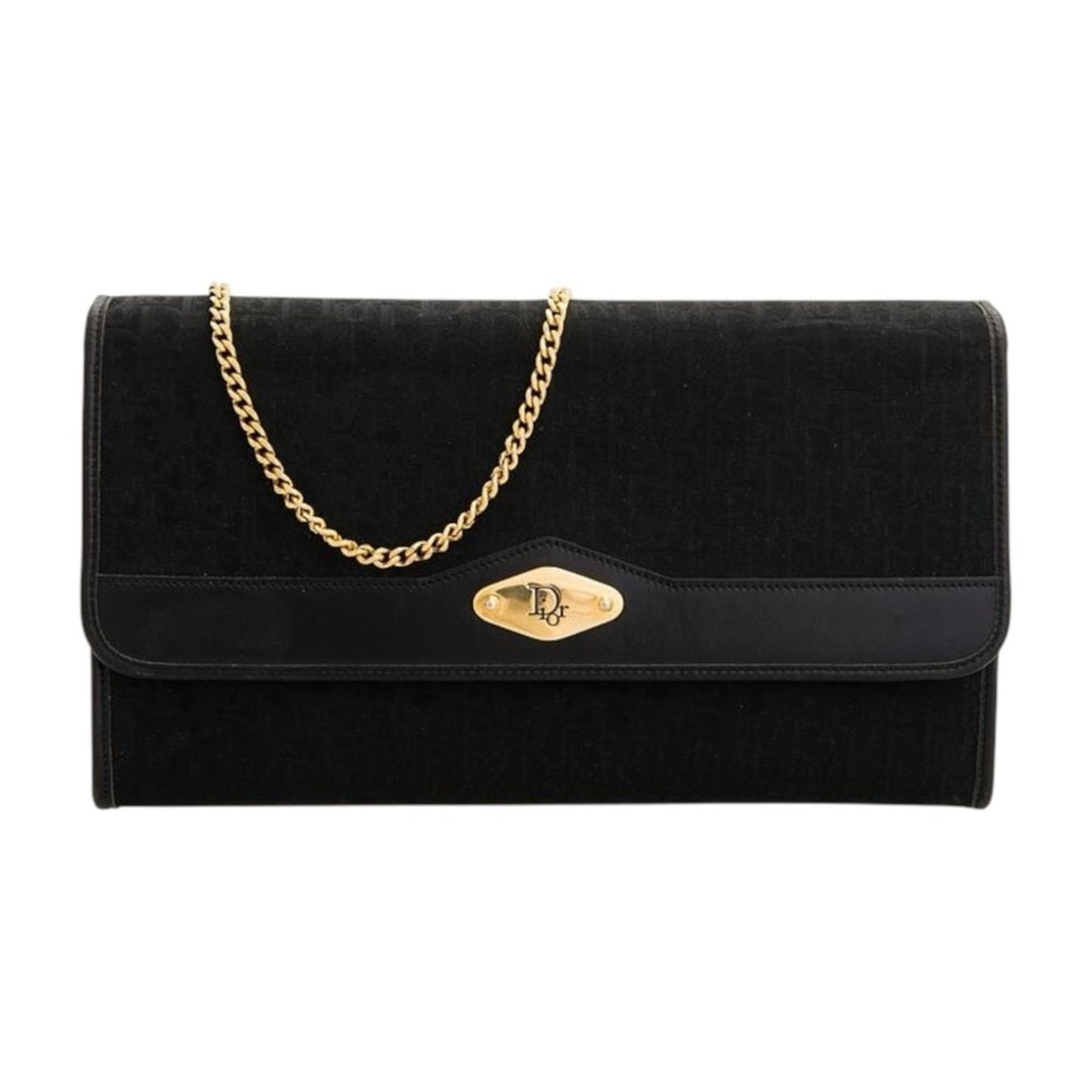 Christian Dior Vintage Black Trotter Canvas Chain Crossbody/Shoulder Bag/ Clutch