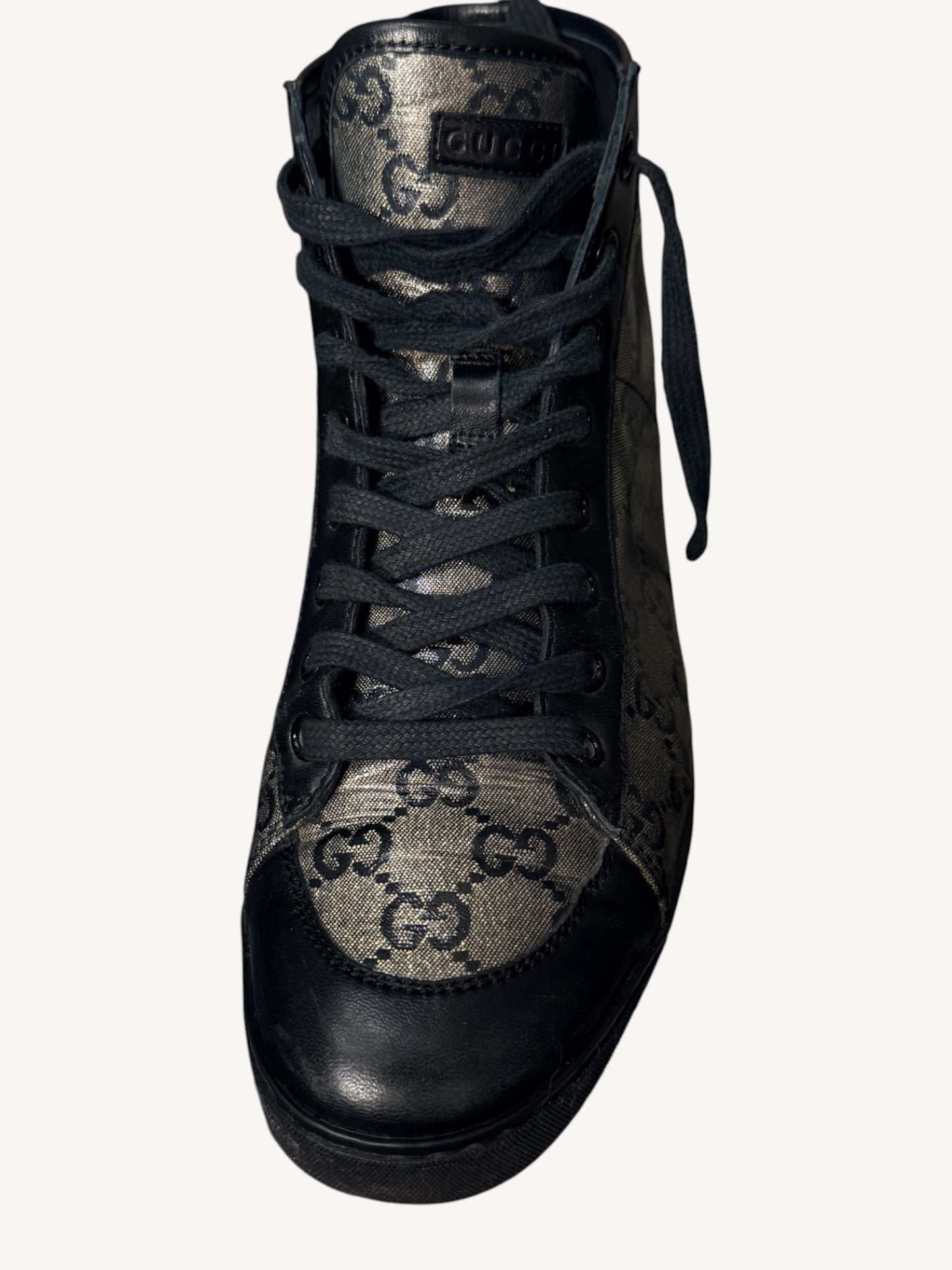 Gucci GG Crystal High-Top Sneaker — Graphite Black — Size 37