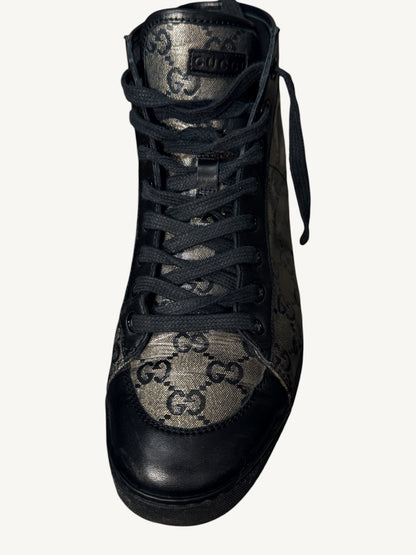 Gucci GG Crystal High-Top Sneaker — Graphite Black — Size 37