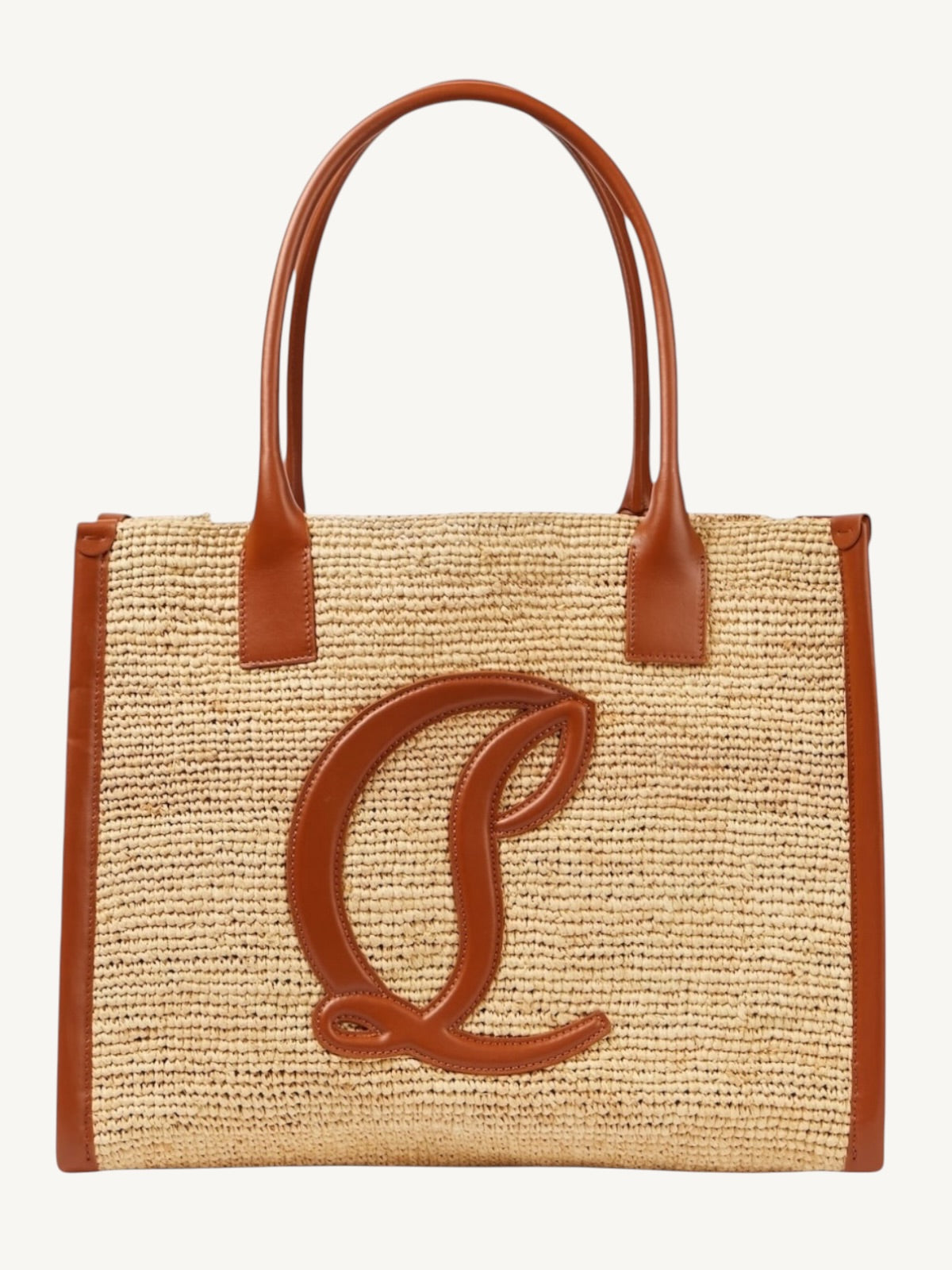 Christian Louboutin Large "By My Side" E/W Woven Raffia Tote Bag – Natural/Cuoio NWT