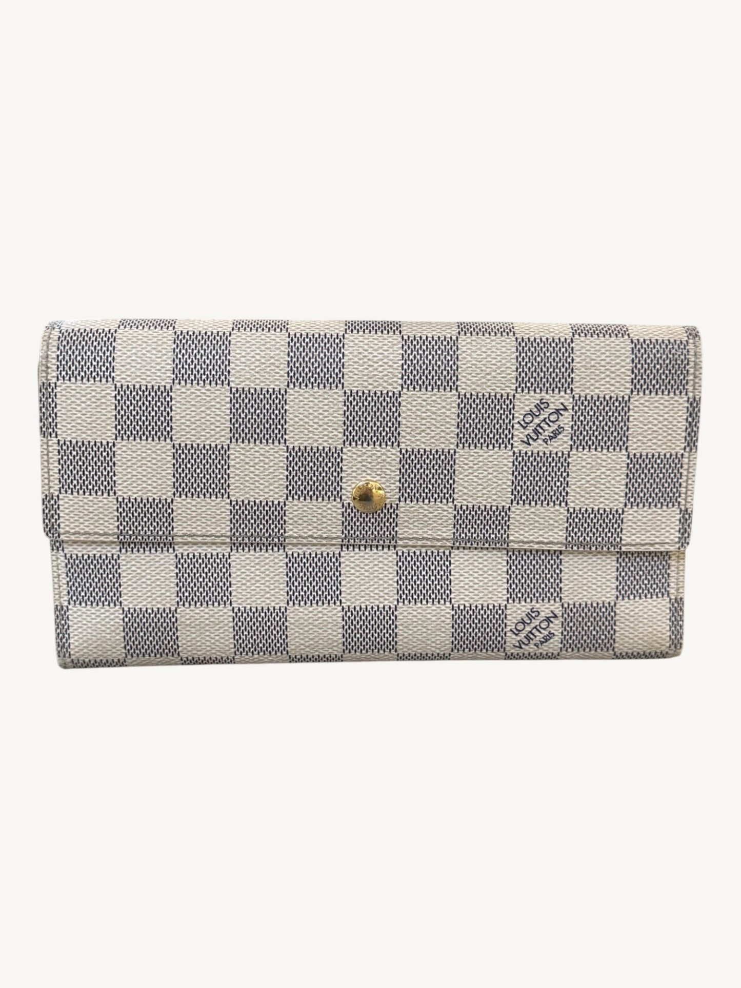 Louis Vuitton Damier Azur Portefeuille International Long Wallet — Cream — Excellent Pre-Owned